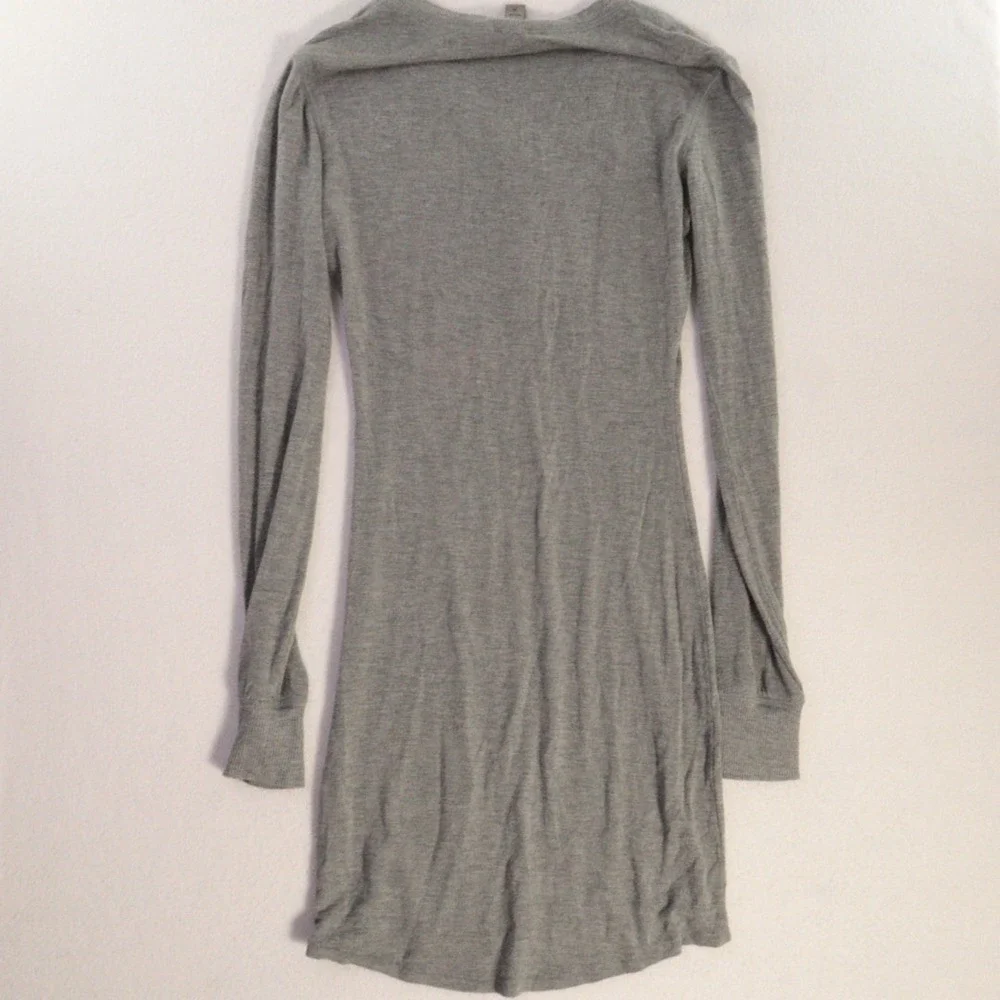 Skims Henley Sleep Long Sleeve Mini Dress Night Gown Bodycon Sz XS 2 Set